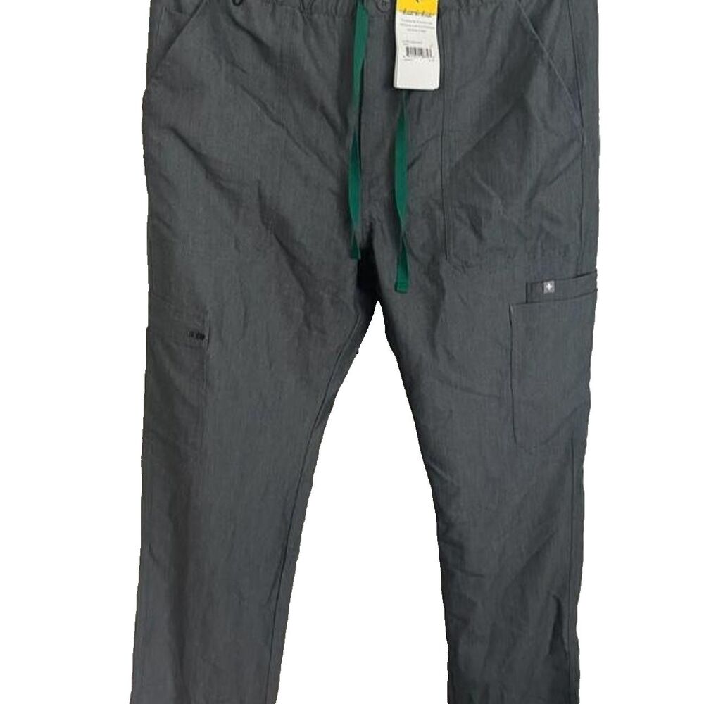 NEW FIGS Cairo Cargo Scrub Pants Gray L Twill Polyester/Rayon/Spandex UNISEX